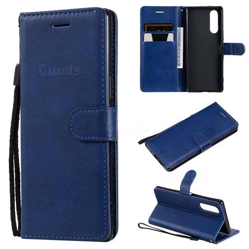 Retro Greek Classic Smooth PU Leather Wallet Phone Case for Sony Xperia 2 - Blue