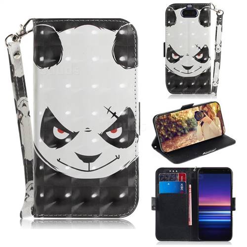 Angry Bear 3D Painted Leather Wallet Phone Case for Sony Xperia 20