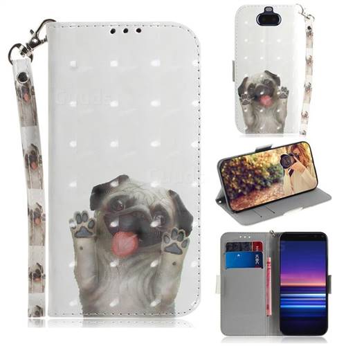 Pug Dog 3D Painted Leather Wallet Phone Case for Sony Xperia 20