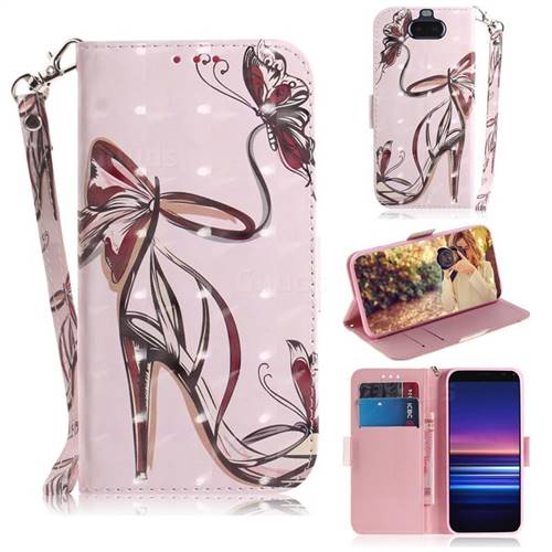 Butterfly High Heels 3D Painted Leather Wallet Phone Case for Sony Xperia 20