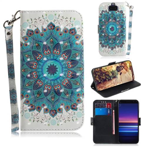 Peacock Mandala 3D Painted Leather Wallet Phone Case for Sony Xperia 20