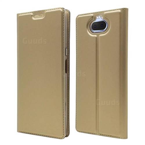 Ultra Slim Card Magnetic Automatic Suction Leather Wallet Case for Sony Xperia 20 - Champagne