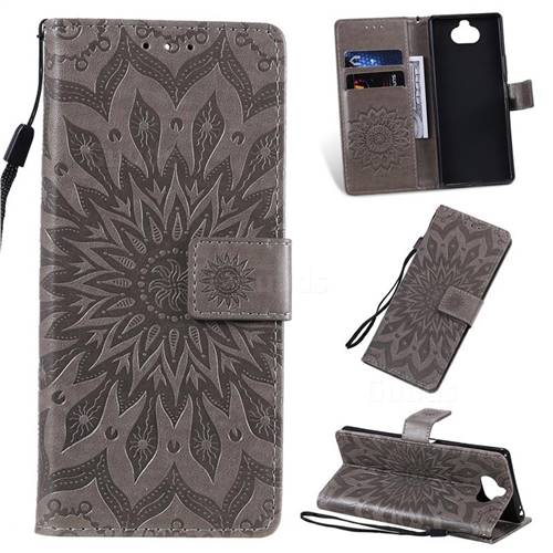 Embossing Sunflower Leather Wallet Case for Sony Xperia 20 - Gray