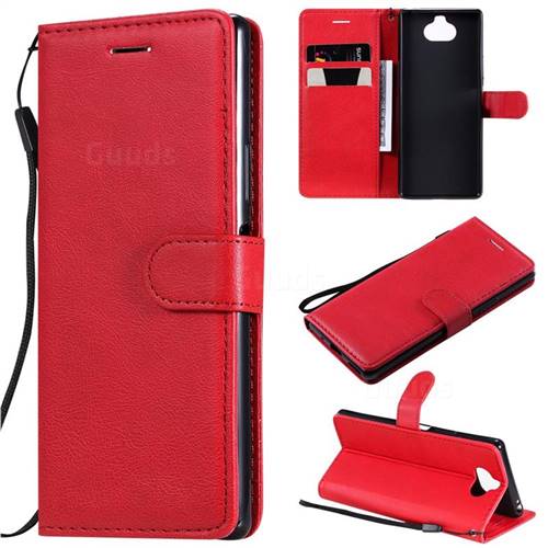 Retro Greek Classic Smooth PU Leather Wallet Phone Case for Sony Xperia 20 - Red