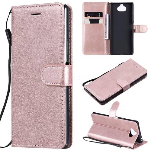 Retro Greek Classic Smooth PU Leather Wallet Phone Case for Sony Xperia 20 - Rose Gold