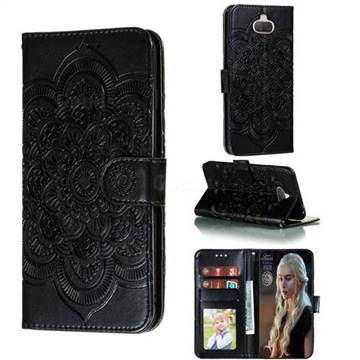Intricate Embossing Datura Solar Leather Wallet Case for Sony Xperia 20 - Black
