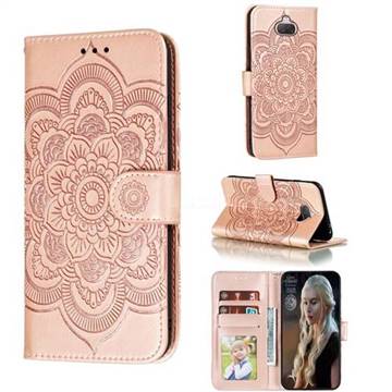 Intricate Embossing Datura Solar Leather Wallet Case for Sony Xperia 20 - Rose Gold
