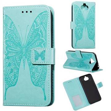 Intricate Embossing Vivid Butterfly Leather Wallet Case for Sony Xperia 20 - Green