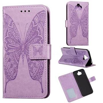 Intricate Embossing Vivid Butterfly Leather Wallet Case for Sony Xperia 20 - Purple