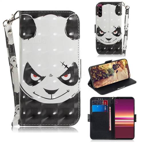 Angry Bear 3D Painted Leather Wallet Phone Case for Sony Xperia 5