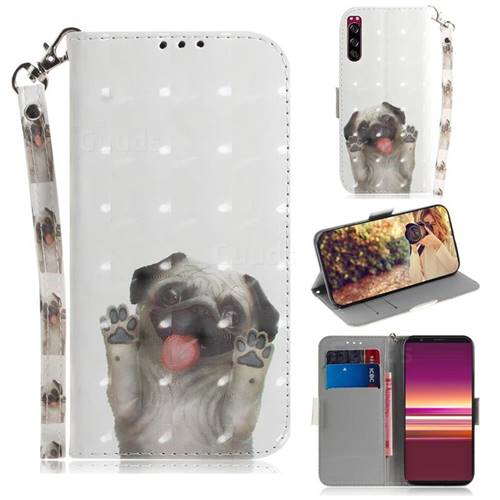 Pug Dog 3D Painted Leather Wallet Phone Case for Sony Xperia 5
