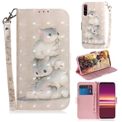 Three Squirrels 3D Painted Leather Wallet Phone Case for Sony Xperia 5