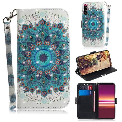 Peacock Mandala 3D Painted Leather Wallet Phone Case for Sony Xperia 5
