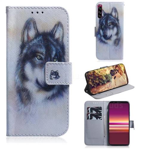Snow Wolf PU Leather Wallet Case for Sony Xperia 5