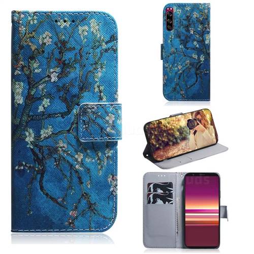 Apricot Tree PU Leather Wallet Case for Sony Xperia 5