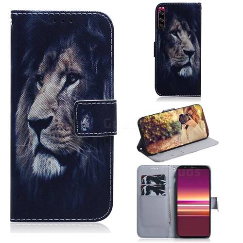 Lion Face PU Leather Wallet Case for Sony Xperia 5