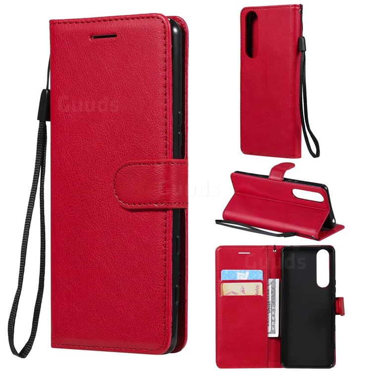 Retro Greek Classic Smooth PU Leather Wallet Phone Case for Sony Xperia 5 III - Red