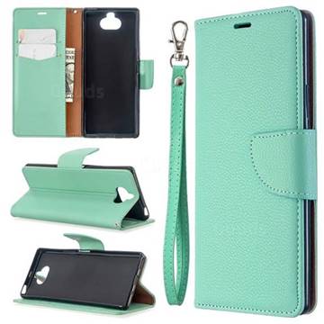 Classic Luxury Litchi Leather Phone Wallet Case for Sony Xperia 8 - Green
