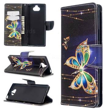 Golden Shining Butterfly Leather Wallet Case for Sony Xperia 8