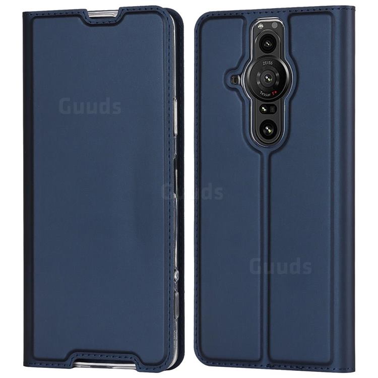 Ultra Slim Card Magnetic Automatic Suction Leather Wallet Case for Sony Xperia Pro-I - Royal Blue