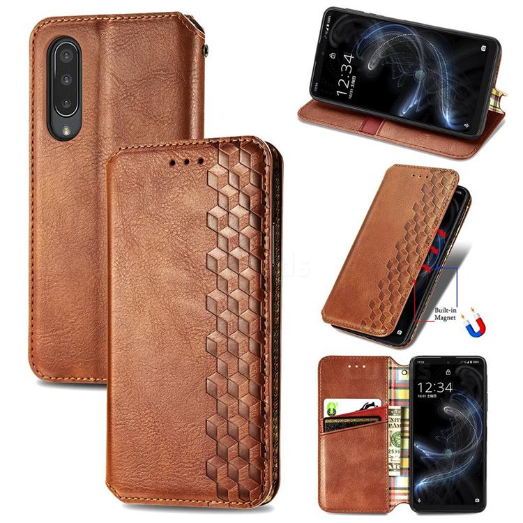 Ultra Slim Fashion Business Card Magnetic Automatic Suction Leather Flip Cover for Sharp Aquos zero5G basic SHG02 - Brown