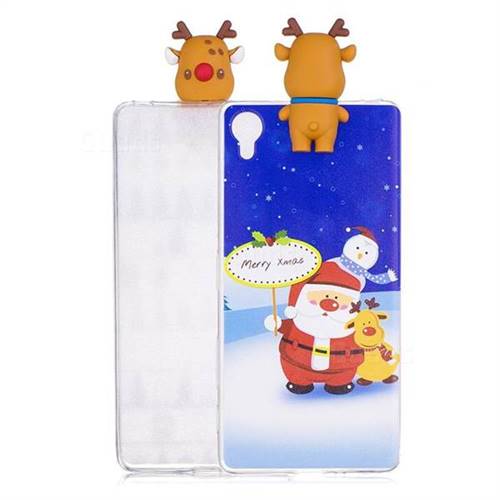 Snow Santa Claus Soft 3D Climbing Doll Soft Case for Sony Xperia X