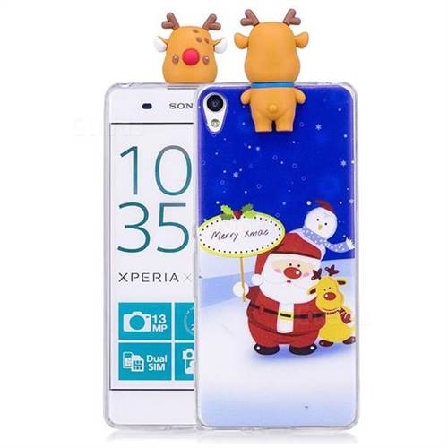 Snow Santa Claus Soft 3D Climbing Doll Soft Case for Sony Xperia XA