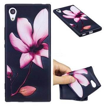 Lotus Flower 3D Embossed Relief Black Soft Back Cover for Sony Xperia XA1