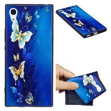 Golden Butterflies 3D Embossed Relief Black Soft Back Cover for Sony Xperia XA1
