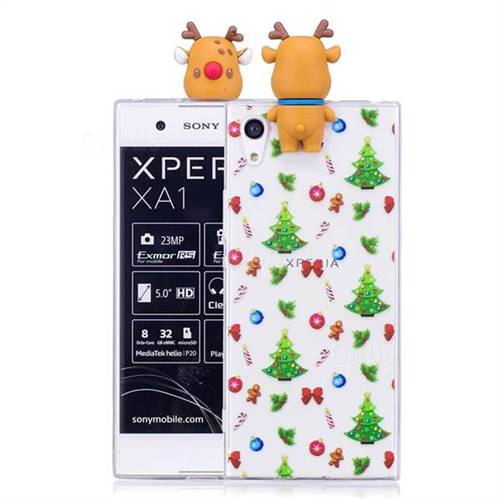 Christmas Bow Soft 3D Climbing Doll Soft Case for Sony Xperia XA1