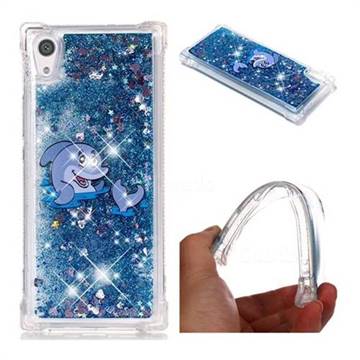 Happy Dolphin Dynamic Liquid Glitter Sand Quicksand Star TPU Case for Sony Xperia XA1