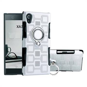 Ice Cube Shockproof PC + Silicon Invisible Ring Holder Phone Case for Sony Xperia XA1 - Silver