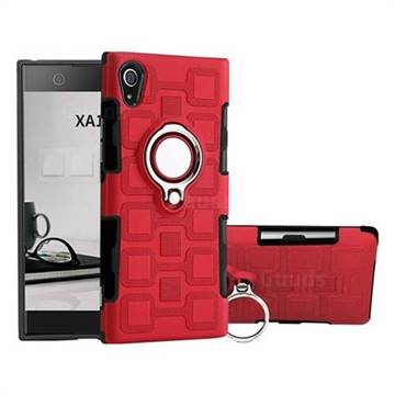 Ice Cube Shockproof PC + Silicon Invisible Ring Holder Phone Case for Sony Xperia XA1 - Red