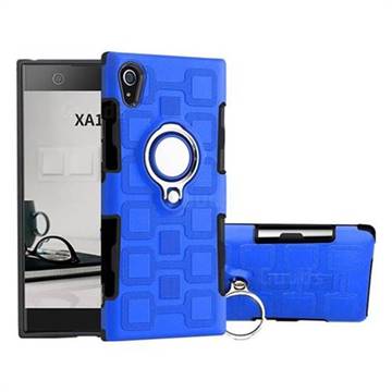 Ice Cube Shockproof PC + Silicon Invisible Ring Holder Phone Case for Sony Xperia XA1 - Dark Blue