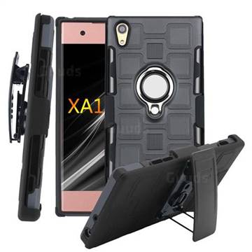3 in 1 PC + Silicone Leather Phone Case for Sony Xperia XA1 - Gray
