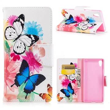 Vivid Flying Butterflies Leather Wallet Case for Sony Xperia XA1
