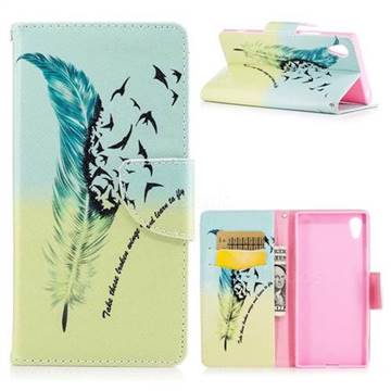 Feather Bird Leather Wallet Case for Sony Xperia XA1