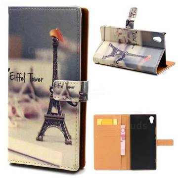 Eiffel Tower Leather Wallet Case for Sony Xperia XA1