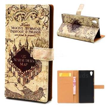 The Marauders Map Leather Wallet Case for Sony Xperia XA1