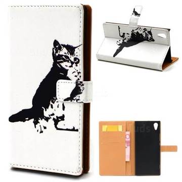 Cute Cat Leather Wallet Case for Sony Xperia XA1