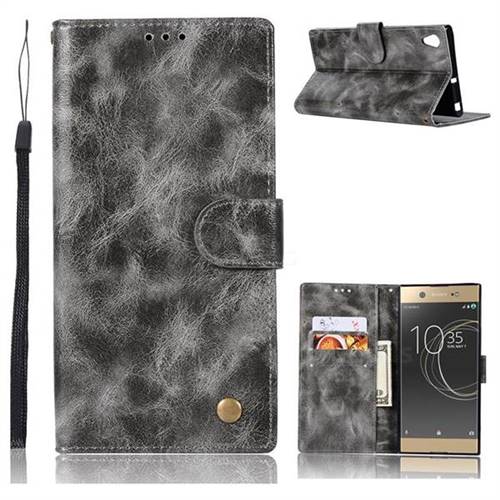 Luxury Retro Leather Wallet Case for Sony Xperia XA1 - Gray