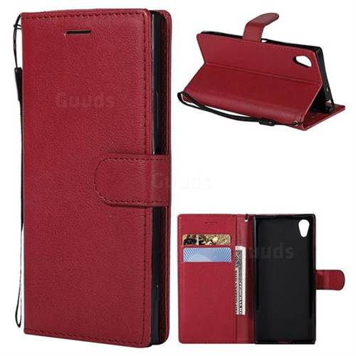 Retro Greek Classic Smooth PU Leather Wallet Phone Case for Sony Xperia XA1 - Red
