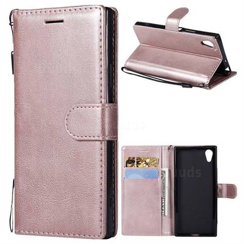 Retro Greek Classic Smooth PU Leather Wallet Phone Case for Sony Xperia XA1 - Rose Gold