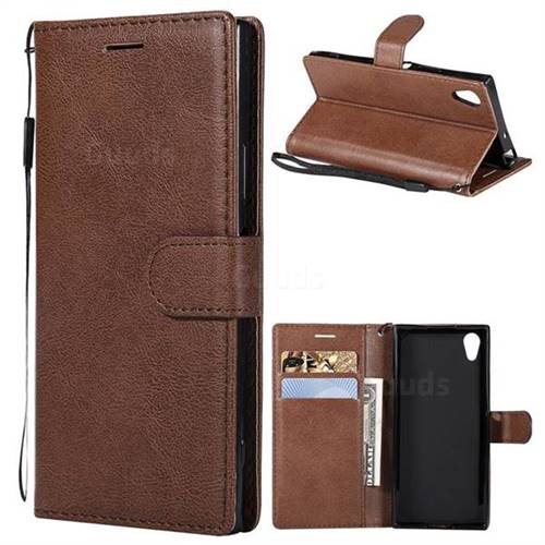 Retro Greek Classic Smooth PU Leather Wallet Phone Case for Sony Xperia XA1 - Brown