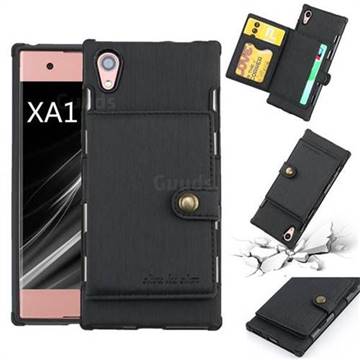Brush Multi-function Leather Phone Case for Sony Xperia XA1 - Black