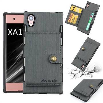 Brush Multi-function Leather Phone Case for Sony Xperia XA1 - Gray