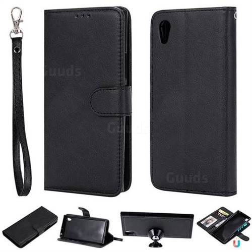 Retro Greek Detachable Magnetic PU Leather Wallet Phone Case for Sony Xperia XA1 - Black