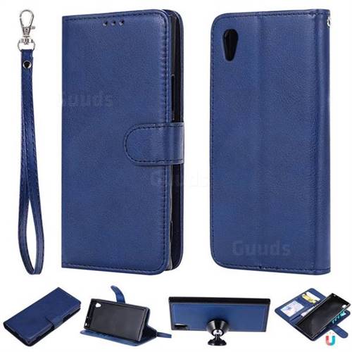 Retro Greek Detachable Magnetic PU Leather Wallet Phone Case for Sony Xperia XA1 - Blue