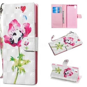 Flower Panda 3D Painted Leather Wallet Phone Case for Sony Xperia XA1
