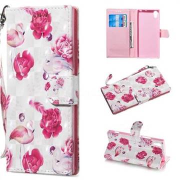 Flamingo 3D Painted Leather Wallet Phone Case for Sony Xperia XA1